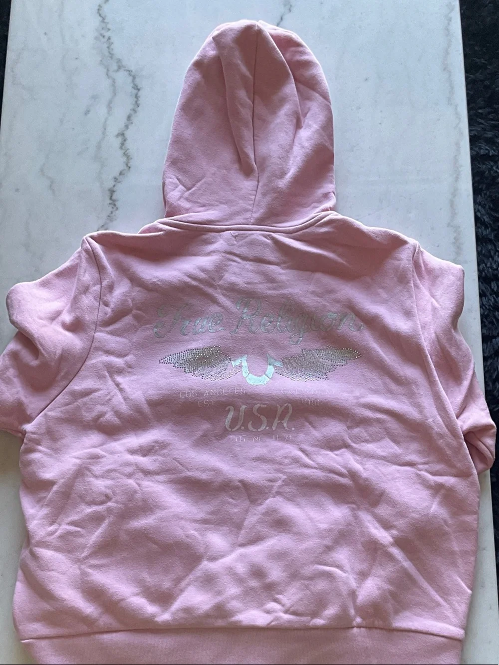 Women’s True Religion Pink Hooded Zip Sweatshirt & Joggers Set